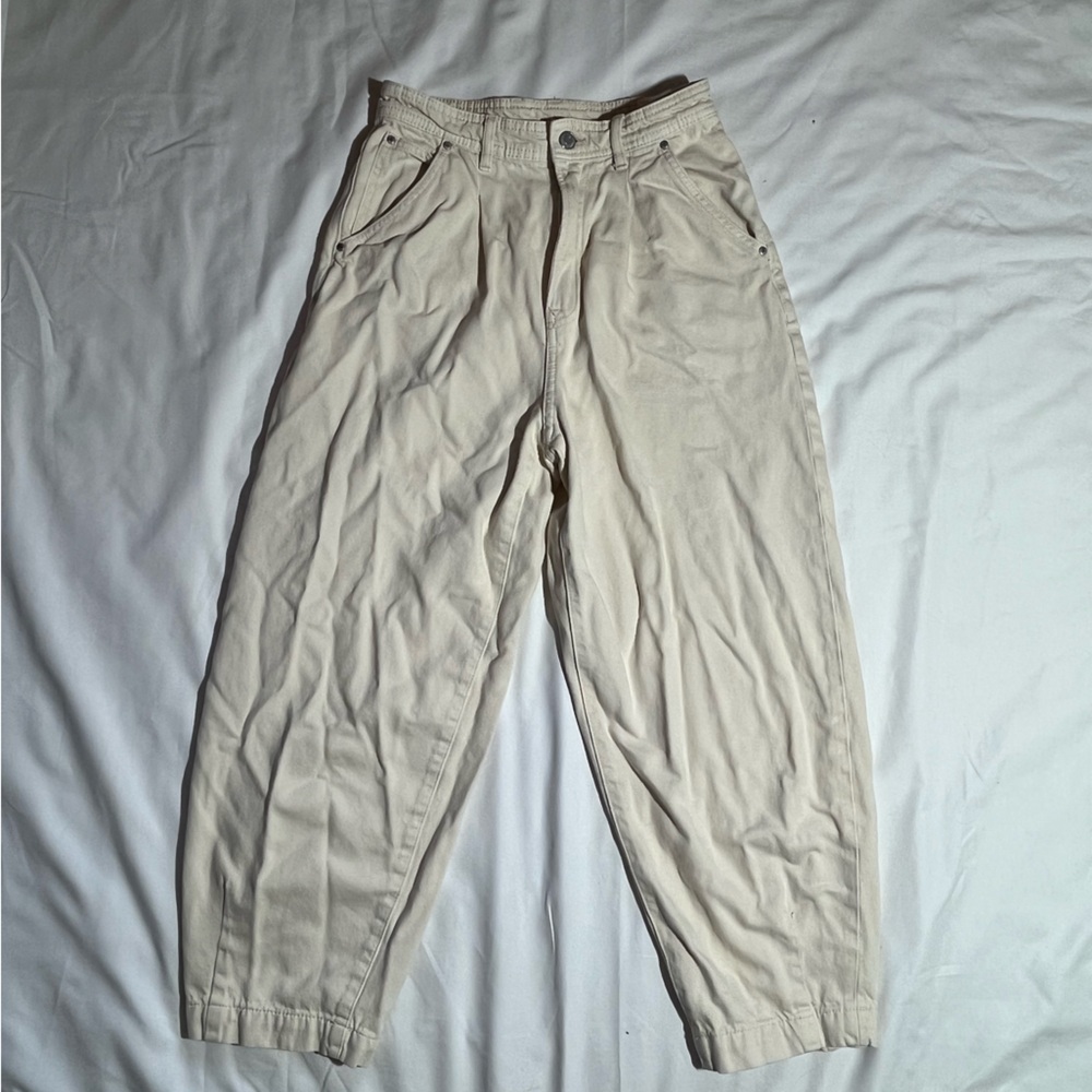 Balloon Fit High Waist Cream Pants